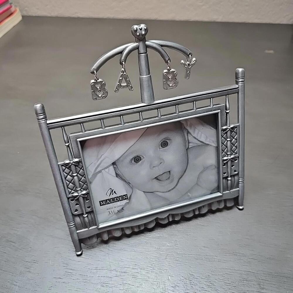 Malden 3.5x5 Pewter Baby Photo Picture Frame NIB